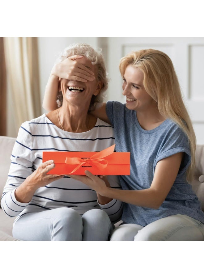 مجموعة من 5 صناديق هدايا مغناطيسية بغطاء مع شريط إغلاق، أنيقة وفاخرة للزينة (برتقالي) - Image 5